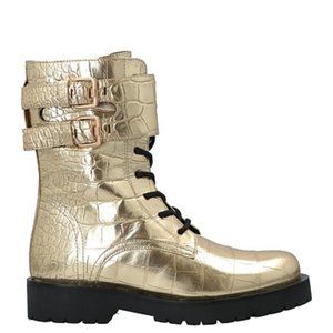 New TWIN-SET MILANO Gold Combat Boots Size 37 EU